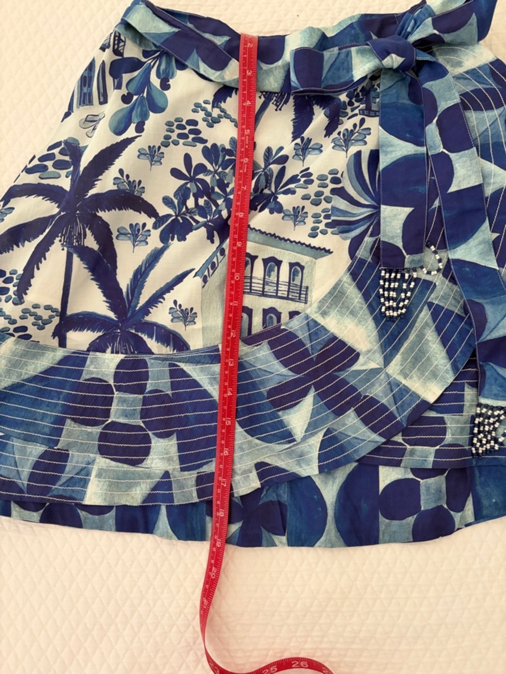 FARM Rio Blue Printed Wrap Mini Skirt with Tie - Picture 3 of 4